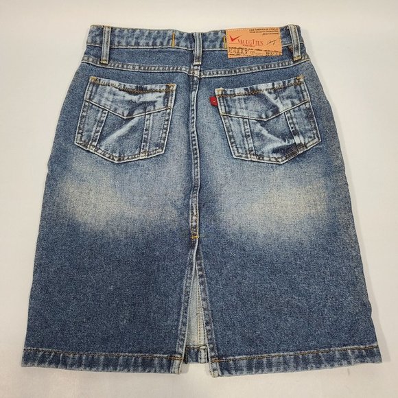 VIA DUTTUS 20" Brazilian Denim Blue Jean Skirt Womens Size 0 NWT - Picture 2 of 11